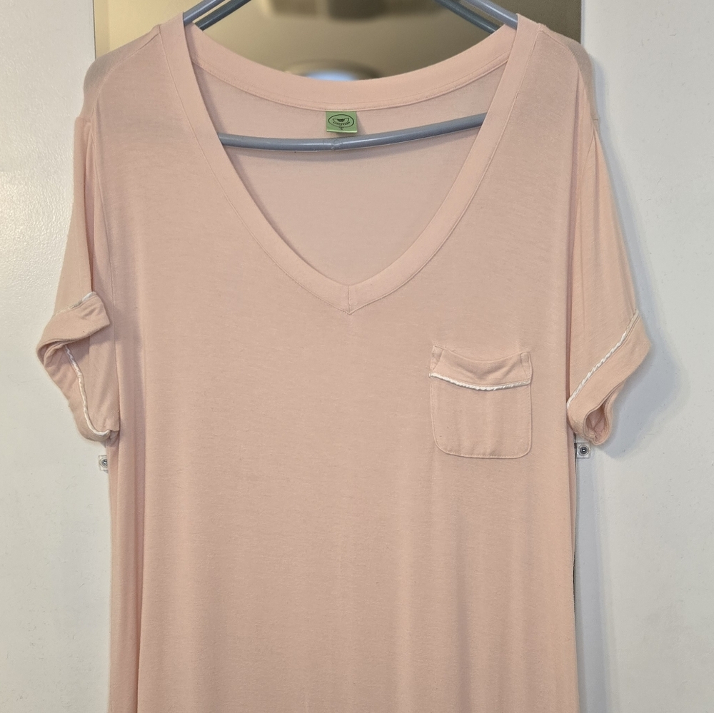 Pink V-Neck T-Shirt Nightgown - Picture 2 of 4